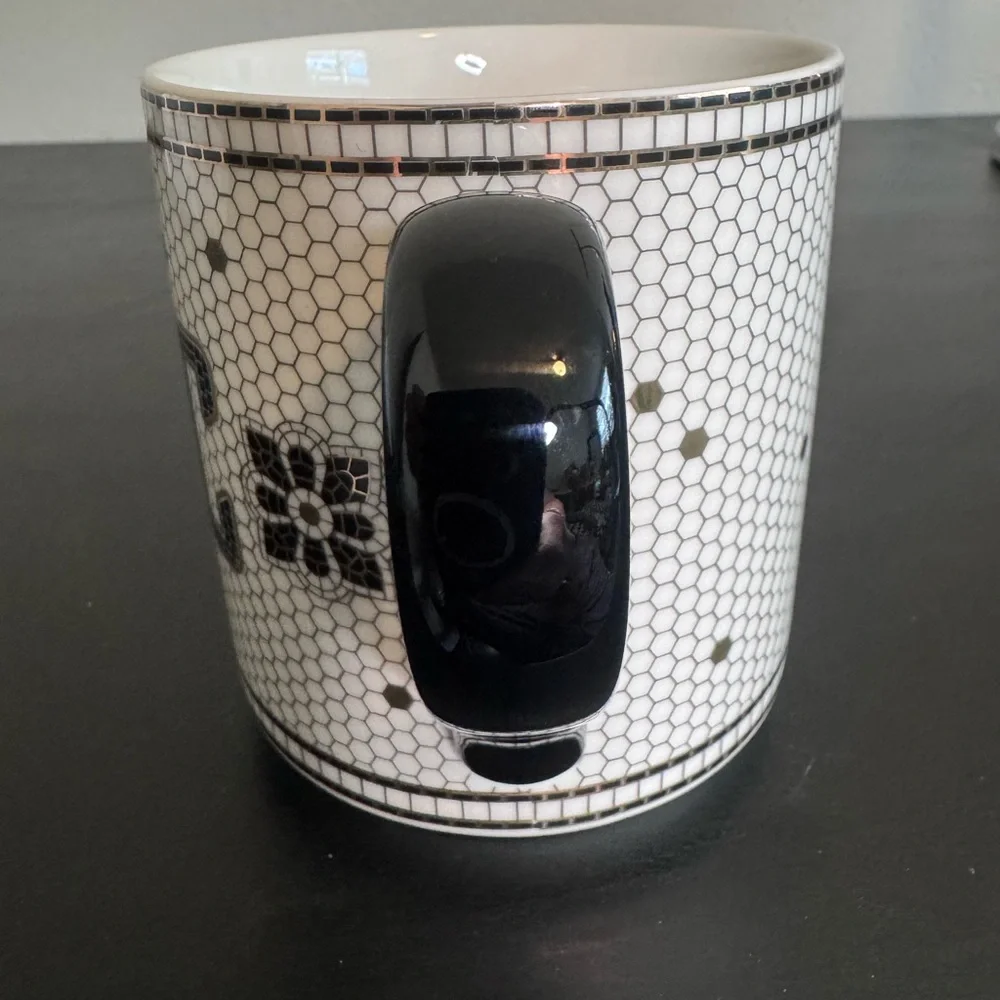 Anthropologie NYC Ceramic Mug in White, Black & Rose Gold - Picture 4 of 9